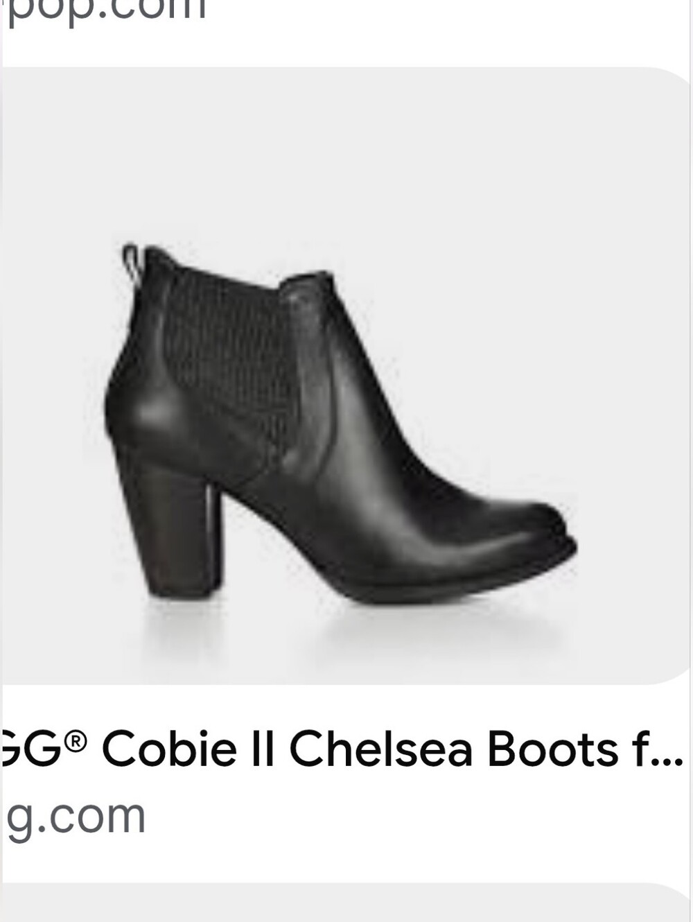 UGG Cobie II Black Leather Chelsea Heeled Ankle Boots Size 6.5